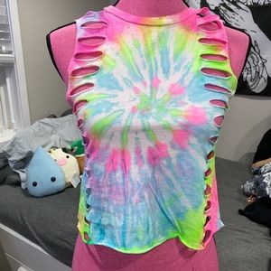 Tie dye crop top muscle shirt